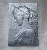 Saint St Cecilia Christian Religious sculpture plaque in Silver Finish - $31.14 CAD