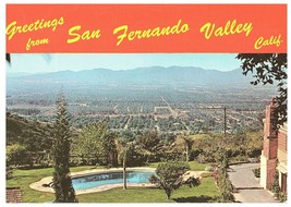 Greetings From San Fernando Valley Vista Mullholland Guida California Cartolina - £20.88 GBP