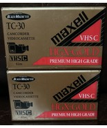 Lot Of 2 Maxell TC-30 VHS-C Premium High Grade HGX-Gold Camcorder Tapes ... - $13.36