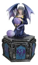 Fantasy Four Seasons Spring Friendship Fairy With Dragon Decorative Box Figurine - £35.96 GBP