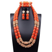 Dubai Gold Bridal Jewelry Set Coral African Beads Wedding Jewelry Set 9 Colors C - £79.86 GBP