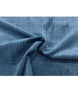 CLAREMONT SIBTON OCEAN BLUE STRIE VELVET UPHOLSTERY LINEN FABRIC BY YARD... - $49.49