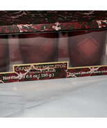Cranberry Mistletoe Candles ~ Set Of 3 Red Plaid Glass VOTIVES ~2.2oz Ea... - $8.23