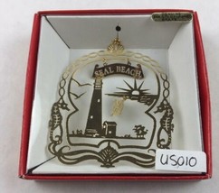 Nations Treasures Seal Beach Lighthouse Sea Horse Brass Metal Ornament Souvenir - £11.03 GBP