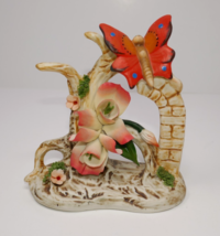 Capodimonte Orange Butterfly Flower Porcelain Figurine Napoli Italy - $39.19
