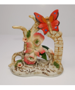 Capodimonte Orange Butterfly Flower Porcelain Figurine Napoli Italy - $713.44 MXN