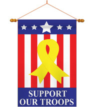 Support Our Troops 5 Star - Applique Decorative Wood Dowel with String House Fla - £43.27 GBP