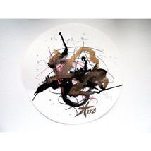 Original Art HIVE Expression Series Round Handmade Asian Ink Abstract Pa... - $145.00