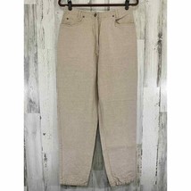 J Jill Womens Tan Khaki 100% Linen Pants Size 12 28x29 Tapered Leg - £26.06 GBP