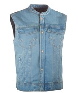 HIGHWAY 21 Iron Sights Club Denim Motorcycle Vest, Blue, X-Large - $137.81 CAD