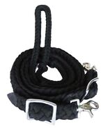 Challenger Western Nylon Braided Roping Knotted Barrel Reins Black 60708 - $24.74