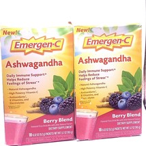 Emergen-C Vitamin C Ashwagandha Drink Mix Immune Support 18 Ct - 2 PACK 06/2023+ - £11.07 GBP
