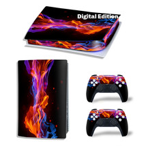 For PS5 Digital Edition Console &amp; 2 Controller Burning Orange Vinyl Wrap... - $16.97