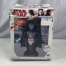HTF Disney Star Wars Darth Vader Death Star Merry Christmas Gift 6&#39; Infl... - $158.59