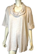 Lands&#39; End Pale Pink and Gray Short Sleeve Cowl Neck Top Size 3X - £19.09 GBP