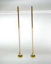 CHIC Lightweight Urban Anthropologie 3&quot; Gold Chain Ball Dangle Earrings - £11.98 GBP