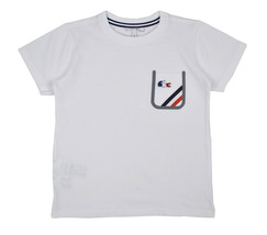 Lacoste Kids White Blue Tech Striped Cotton Pocket Tee T-Shirt Top NWD Authentic - £9.36 GBP