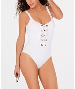 Michael Michael Kors Lace-up One-Piece Swimsuit - White 4 SW230560 - £57.19 GBP