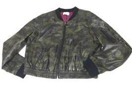 Jolt Camo Camouflage Faux Leather PU Bomber Varsity Jacket Women&#39;s M Green - $271.26 MXN