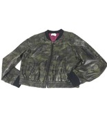 Jolt Camo Camouflage Faux Leather PU Bomber Varsity Jacket Women&#39;s M Green - $20.04 CAD