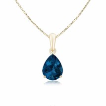 London Blue Topaz Solitaire Pendant in 14K Yellow Gold (Grade- AAA, Size- 9x7MM) - £358.70 GBP