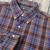 Polo Ralph Lauren L/S Oxford Button Front Shirt Men&#39;s Plaid XL 34&quot; Length - $22.99