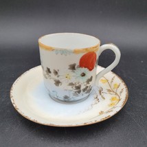 Antique French LS&amp;S Porcelain Limoges Demi-Tasse Red Gold Espresso Cup &amp;... - £15.56 GBP