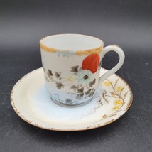 Antique French LS&amp;S Porcelain Limoges Demi-Tasse Red Gold Espresso Cup &amp; Saucer - £15.81 GBP