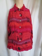 Chico&#39;s Design Pinks/Purples Floral  Silk Long Sleeve Blouse Shirt Sz XL... - £23.98 GBP