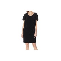 David Meister Women&#39;s V-Neck Short Sleeve Fluid Jersey Tunic Dress (Black, XS) - £14.75 GBP