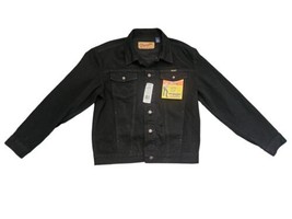 Vintage NOS Wrangler Western Style Cowboy Cut Denim Black Jean Jacket Sz... - £75.84 GBP