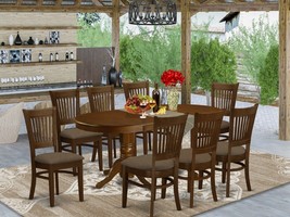 East West 9Pc Vancouver Dining Set Table W/ 8 Padded Seat Chairs In Espresso - £1,427.64 GBP