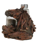 Western Wild And Free Faux Wood Tree Logs Horse Bust Salt Pepper Shakers... - $32.79 CAD