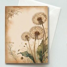 Dandelions #5 Greeting Card &amp; Envelope -  Watercolor Illustration - Blan... - $5.79