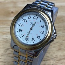 Vintage Tozai Mens Dual Tone White Military Dial Analog Quartz Watch~New Battery - £18.35 GBP