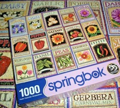 Springbok Jigsaw Puzzle 1000 Pieces Garden Flower Seeds And Vegetables Complete - $14.84