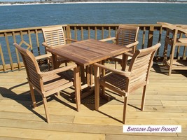 Windsor&#39;s Grade A Teak, 35&quot; Sq Drop Leaf Table W/4 Casa Blanca Stacking ... - $2,850.00