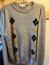 Rob Winter Size XL Sweater Gray Argyle Mens Acrylic Pullover Long Sleeve... - $29.70