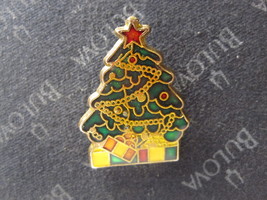 vintage enamel Lapel Pin: Christmas Tree w/ Presents - £3.99 GBP
