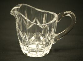 Vintage Crystal Glass Creamer Fan Pattern w Checkered Base &amp; Starburst B... - $14.84