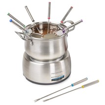 8-Cup Electric Fondue Pot Set For Cheese &amp; Chocolate - 8 Color-Coded Forks, Adju - £58.34 GBP