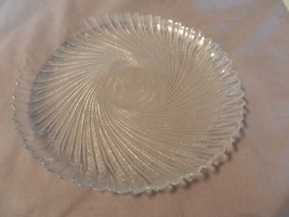 Clear Glass Cookie Serving Plate Swirl Design Seabreeze Pattern by Arcoroc - £35.88 GBP
