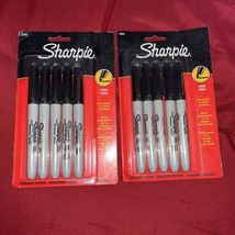 Lot Of 2 Sharpie Permanent Markers, Fine Point, Black, 5 Count - £10.99 GBP