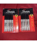 Lot Of 2 Sharpie Permanent Markers, Fine Point, Black, 5 Count - £11.61 GBP