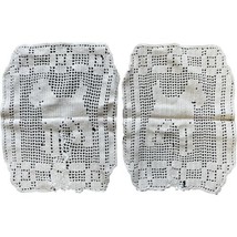 Pair Vintage Cotton Crochet Doilies Airedale Terrier Dogs Rectangular 9 ... - £9.05 GBP