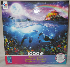 Ceaco 1000 Piece Puzzle OCEAN MAGIC orca whales castle rainbow moon glitter fish - £27.76 GBP