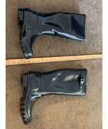 Polar Damen Schwarz Regenstiefel Silber Schnallen Slipper Auf Knie Größe 8 - $52.87 CAD