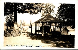 RPPC PIne Log and Structure Fortune Lake Be-Wa-Bic Park Michigan MI Postcard - £10.48 GBP