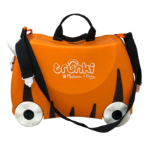 Melissa &amp; Doug Trunki Tiger Kids Ride-On Suitcase Carry-On Luggage Orange w/ Key - £23.22 GBP