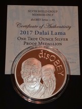 2017 Dalai Lama 1oz Proof Silver Shield disOBEY series - Only 630 Minted - £69.93 GBP